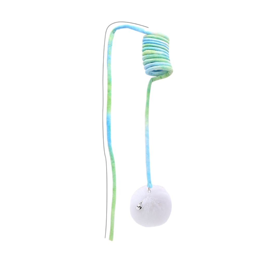 Interactive bouncy cat toy in yellow