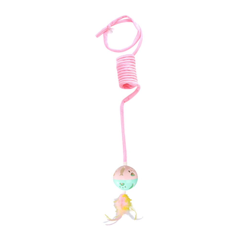 Interactive bouncy cat toy in pink