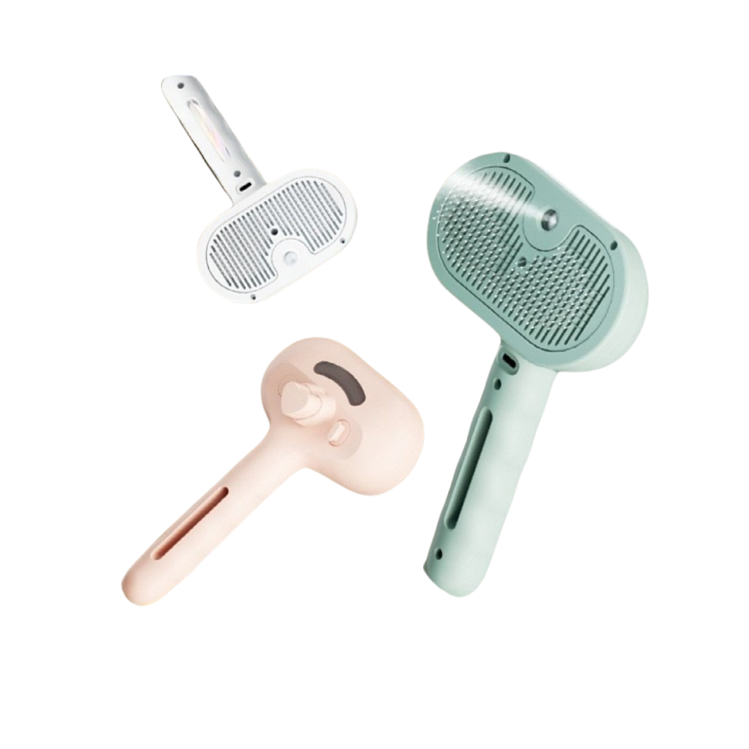 Premium steam pet grooming brush shown in all colours