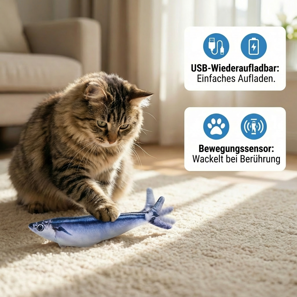 Interactive wiggling fish cat toy