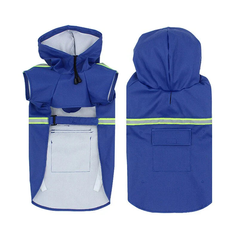 Dog wearing the RainGuard jacket in the rain