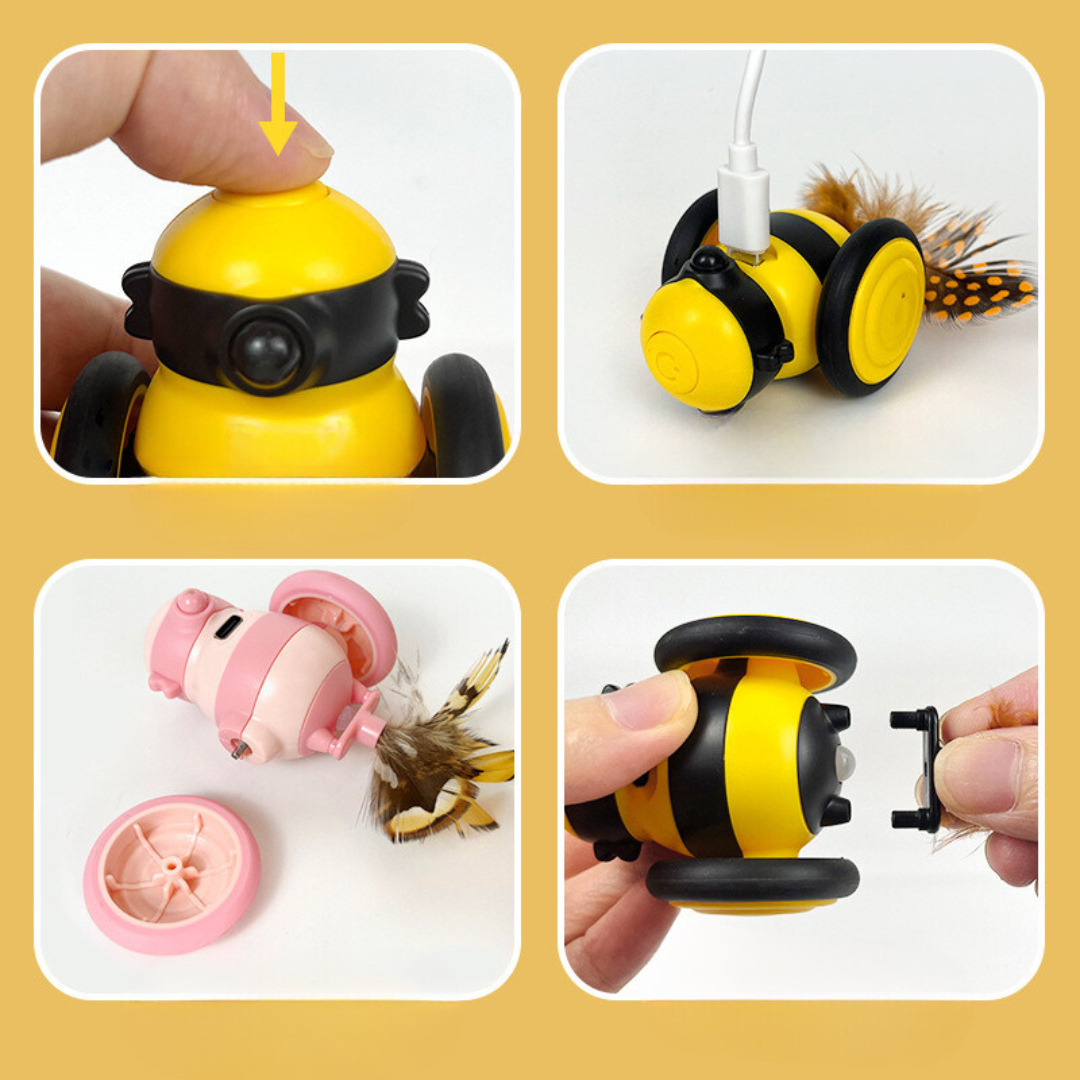 Bee cat toy in yellow