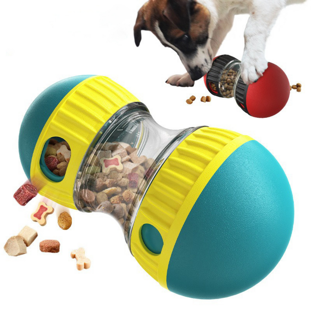 Dog playing with the interactive treat toy