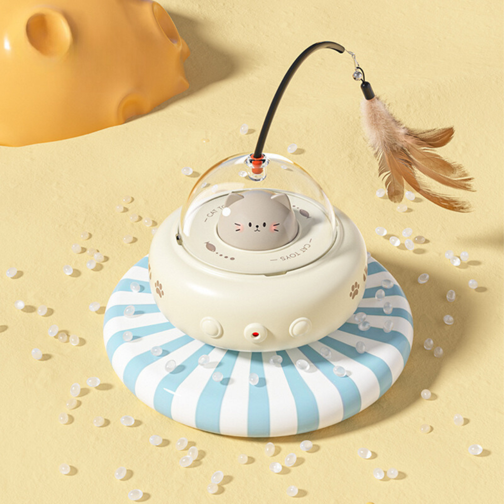 UFO laser cat toy in beige