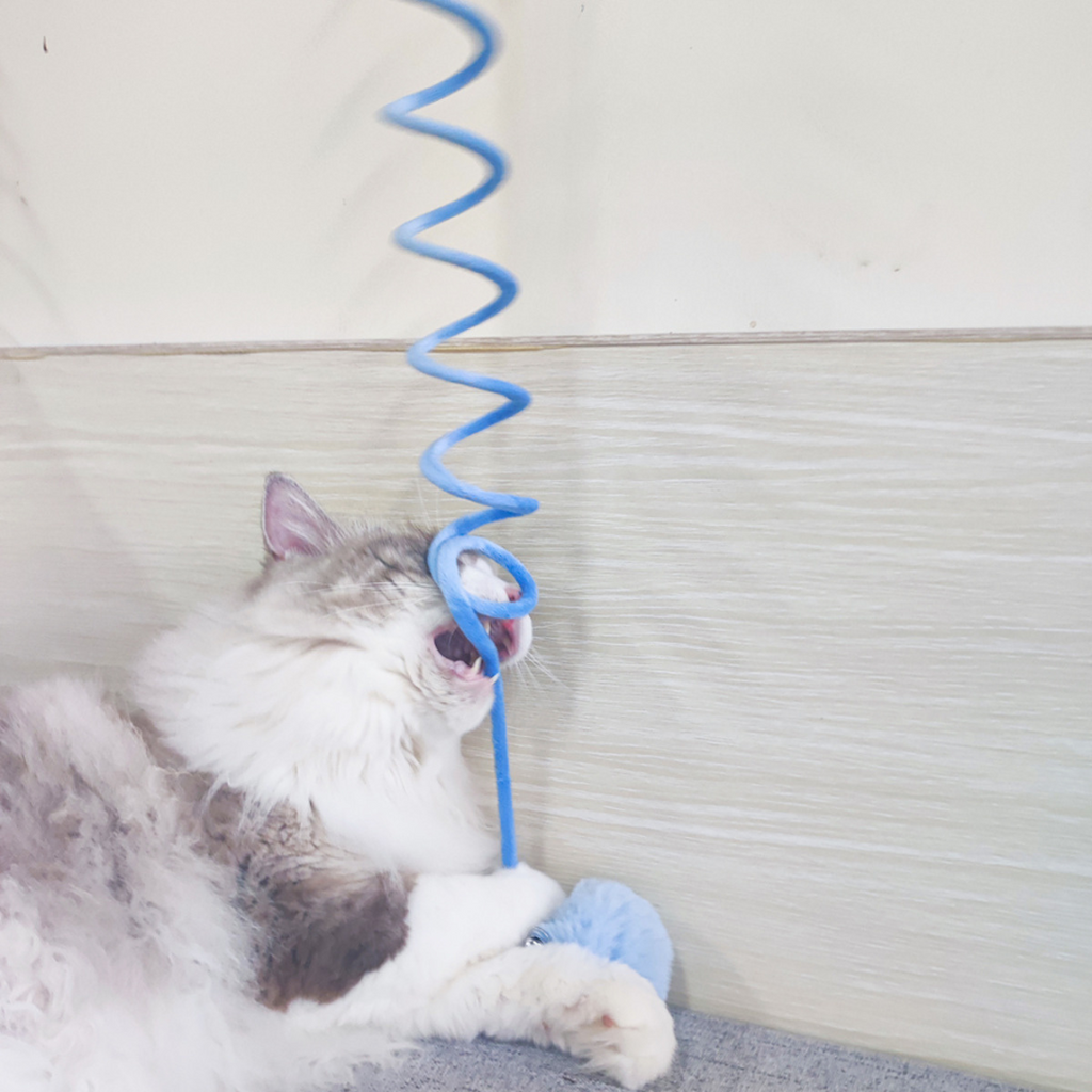 Elastic rope and pom-pom of the bouncy cat toy