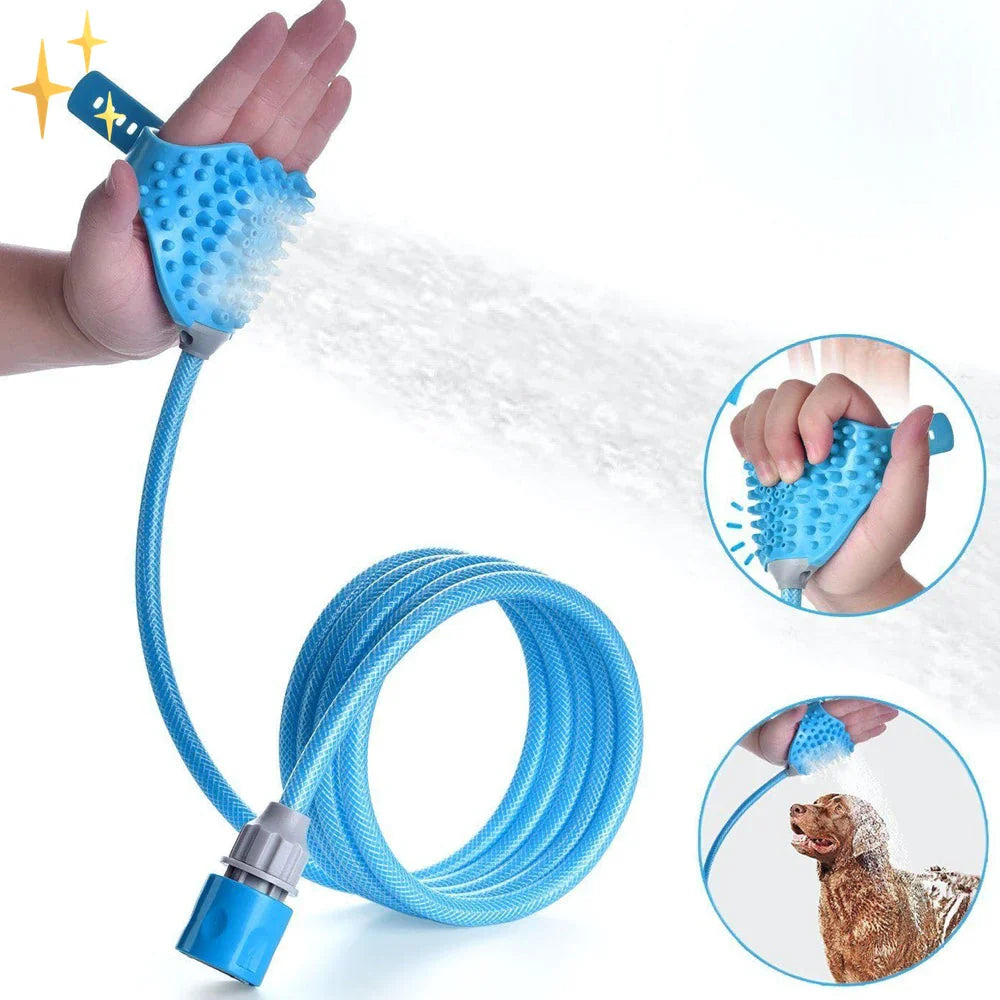 Dog being washed with the PetClean glove