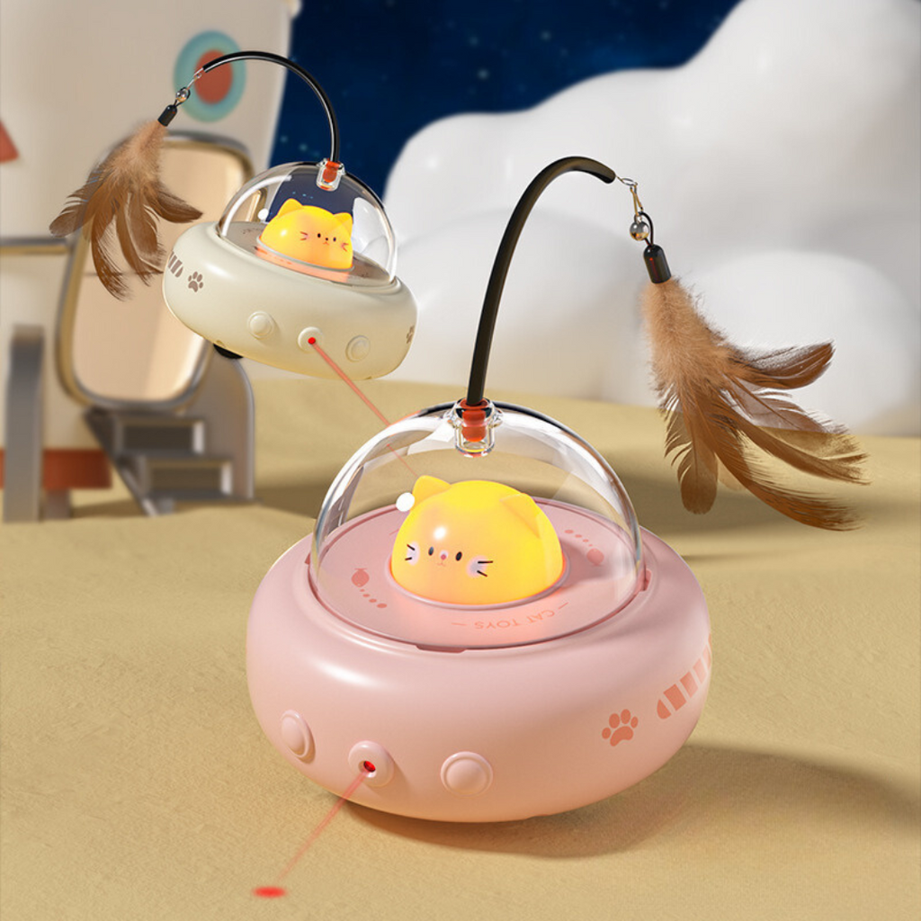 UFO laser cat toy in pink