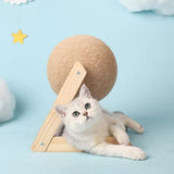 Sisal cat scratch ball with wooden frame