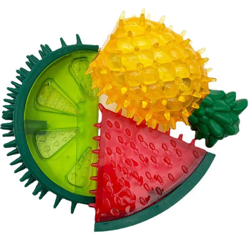 Cooling dog chew toy in fruit design