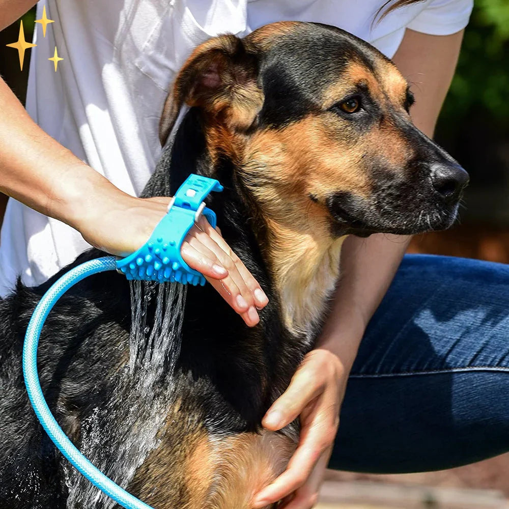 PetClean grooming glove with built-in brush