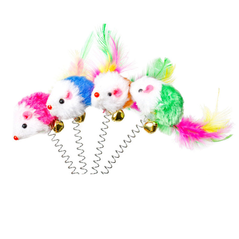 Cat batting the swinging mouse toy