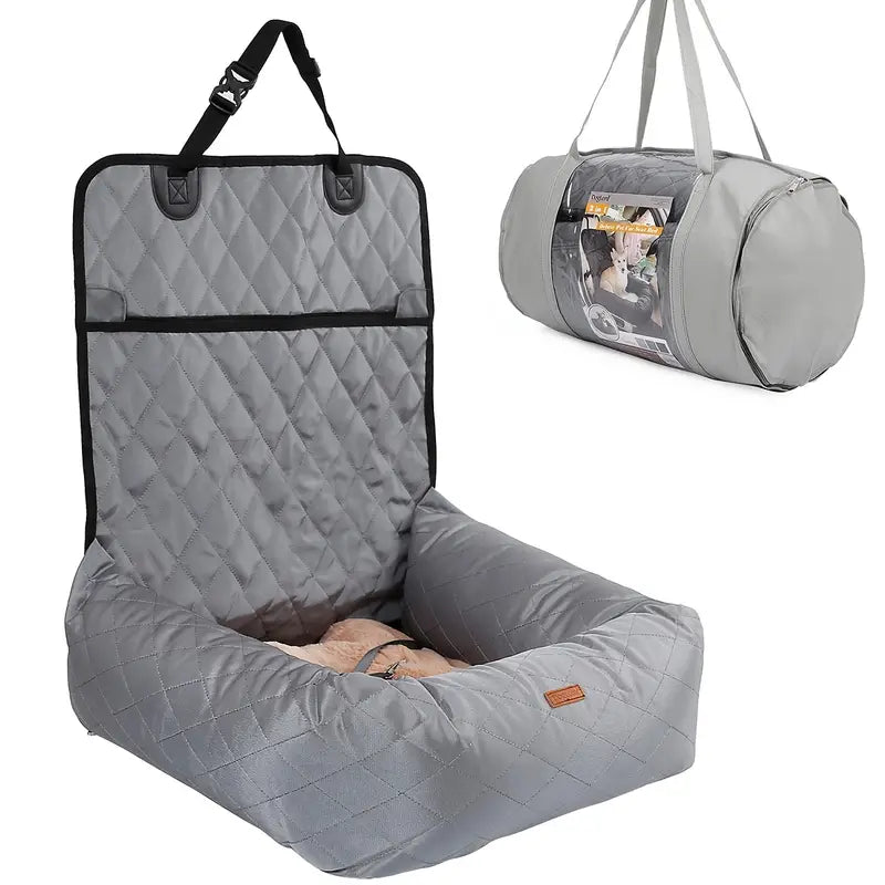 SafeRide dog bed anchored securely in a car