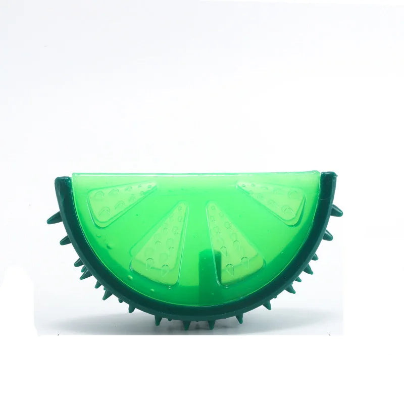 Cooling dog chew toy in fruit design