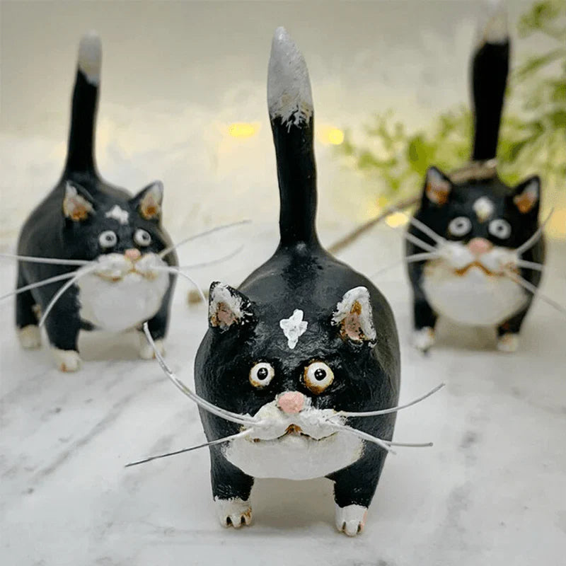 Hand-painted black cat Christmas ornament