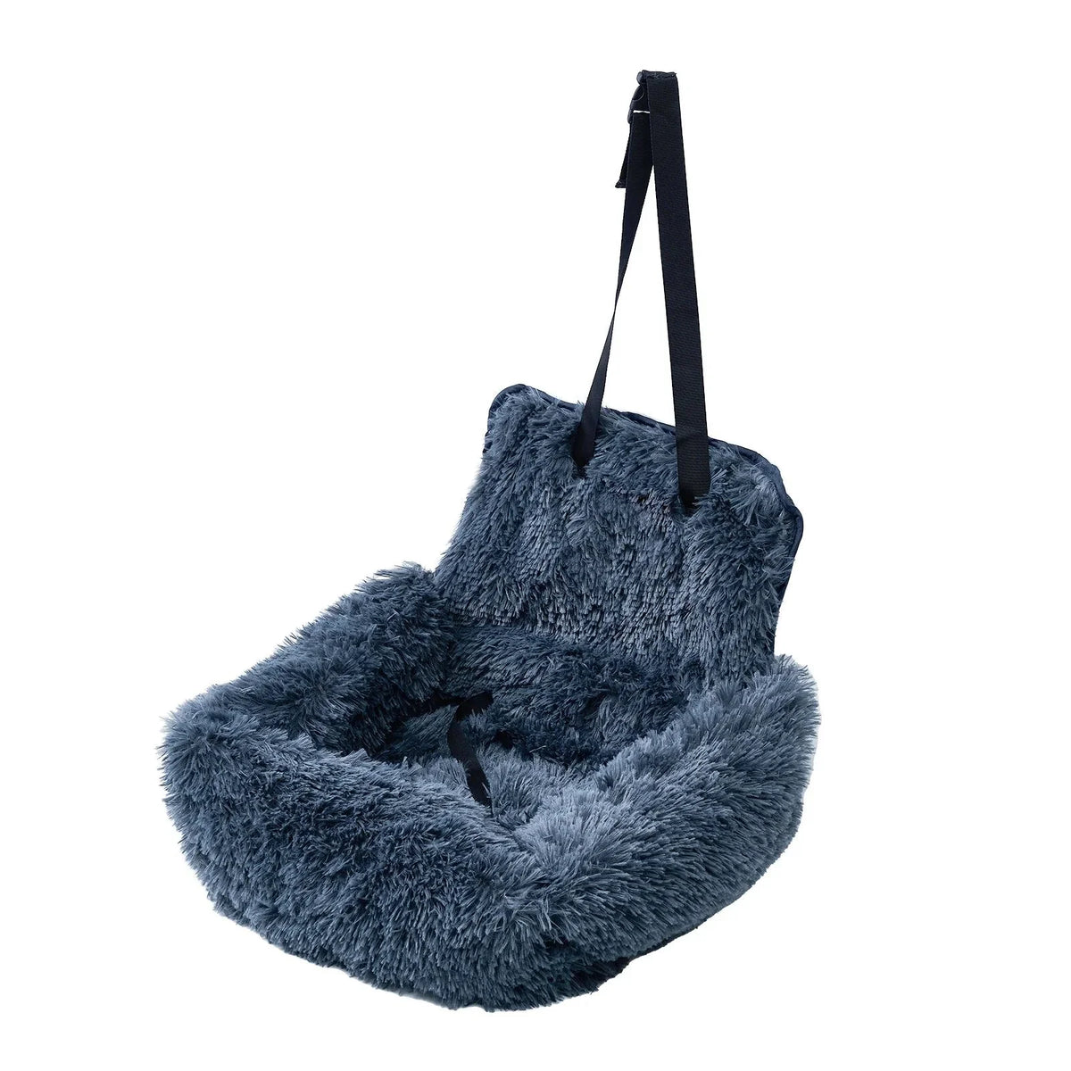 CloudPaw mattress fitted to a car seat in blue-grey