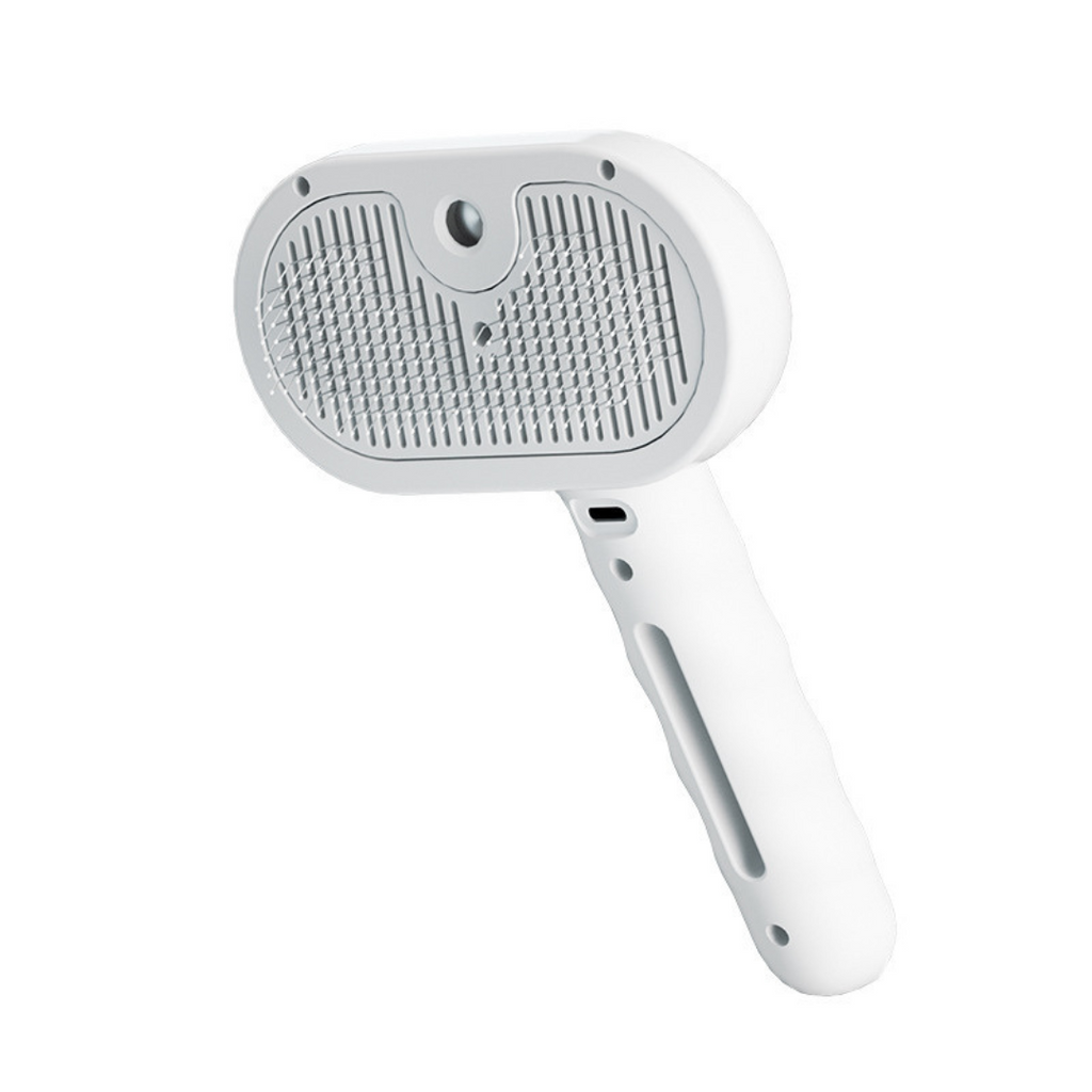 Steam pet grooming brush in white