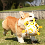Dog ball toy with built-in tug ropes