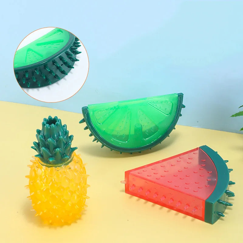 Cooling dog chew toy in fruit design