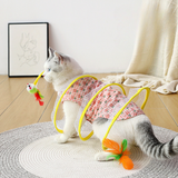 Interactive cat spiral toy with feather danglers