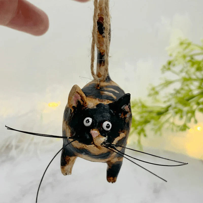 Tuxedo cat hand-painted Christmas ornament