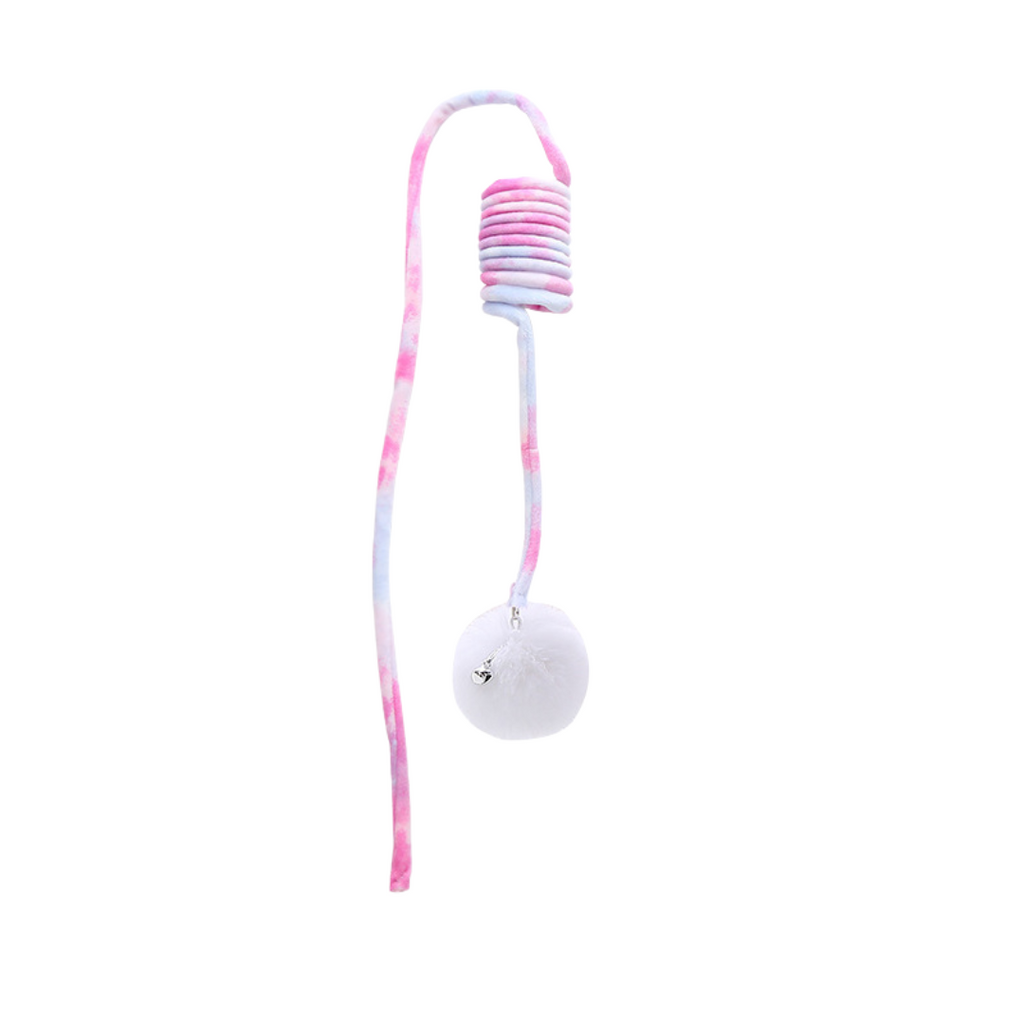Cat chasing the bouncy elastic toy