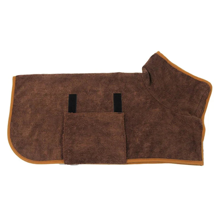 Microfibre dog bathrobe drying a dog