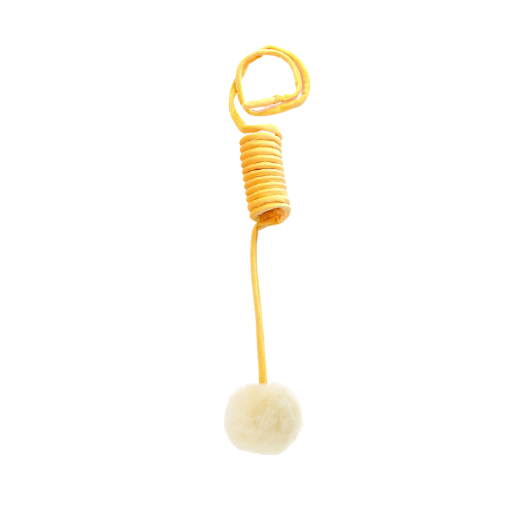 Interactive bouncy cat toy in purple
