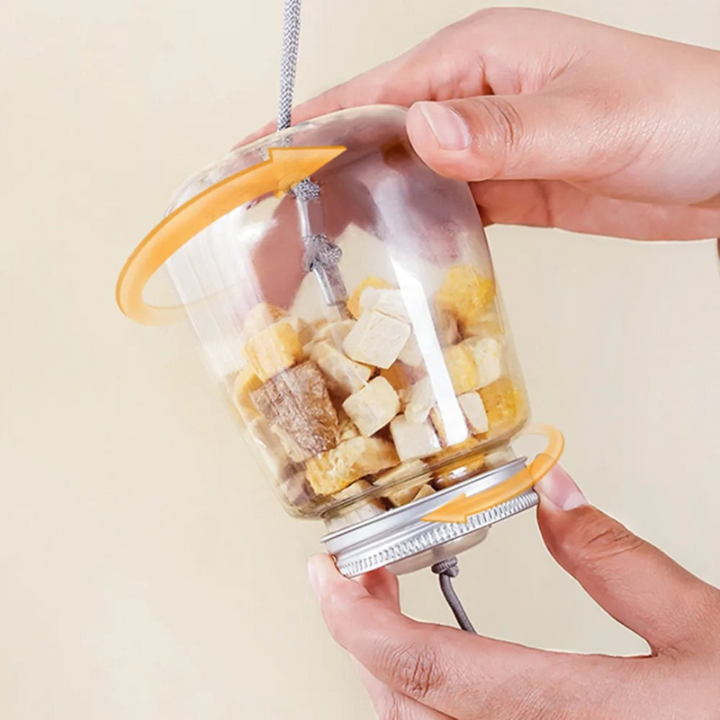 Hanging cat treat toy detail