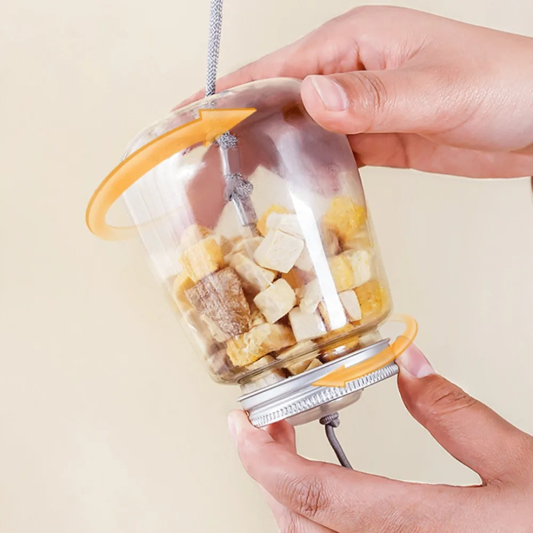Hanging cat treat toy detail