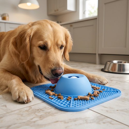 2-in-1 slow feeder dog bowl with lick mat