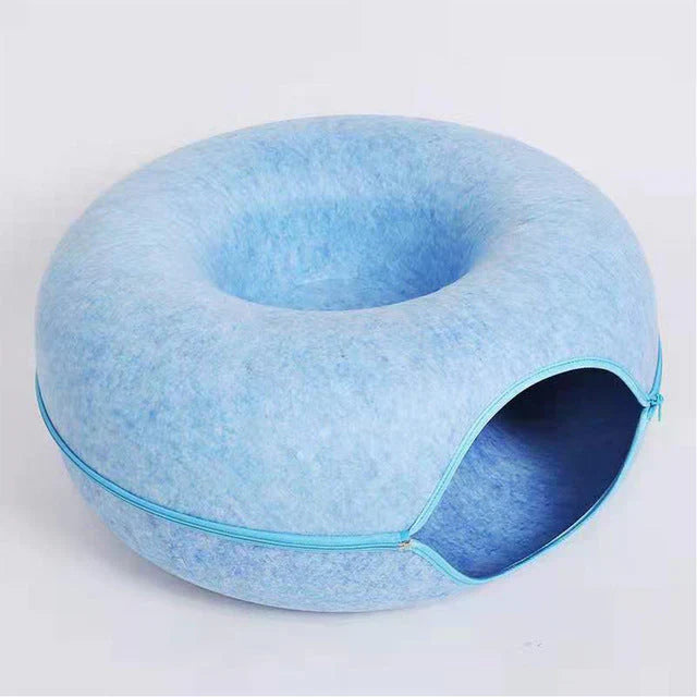 PurrNest cat bed in grey, pink, black and light blue