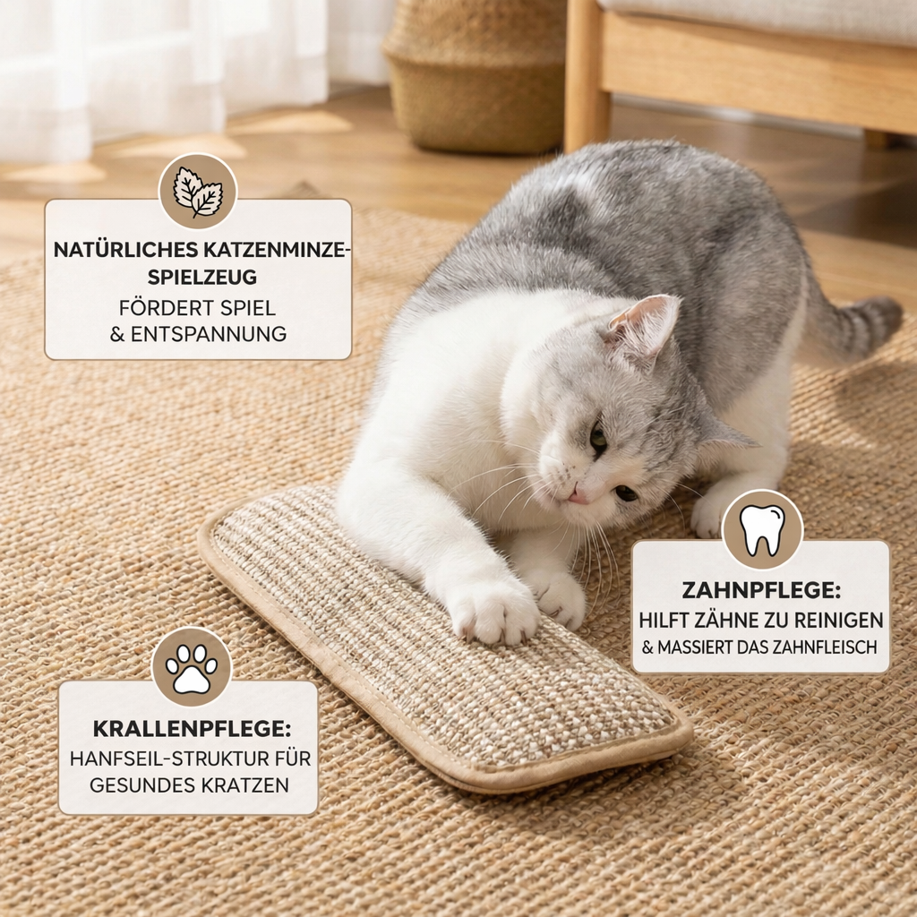 Natural catnip hemp rope scratching pad for cats