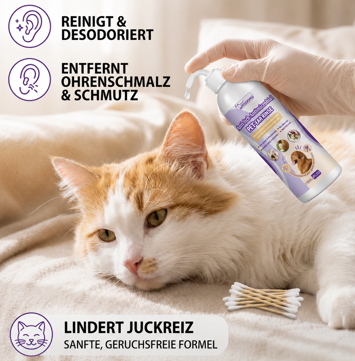 Gentle Pet Ear Cleaner – Odour-Neutral Formula for Dogs &amp; Cats