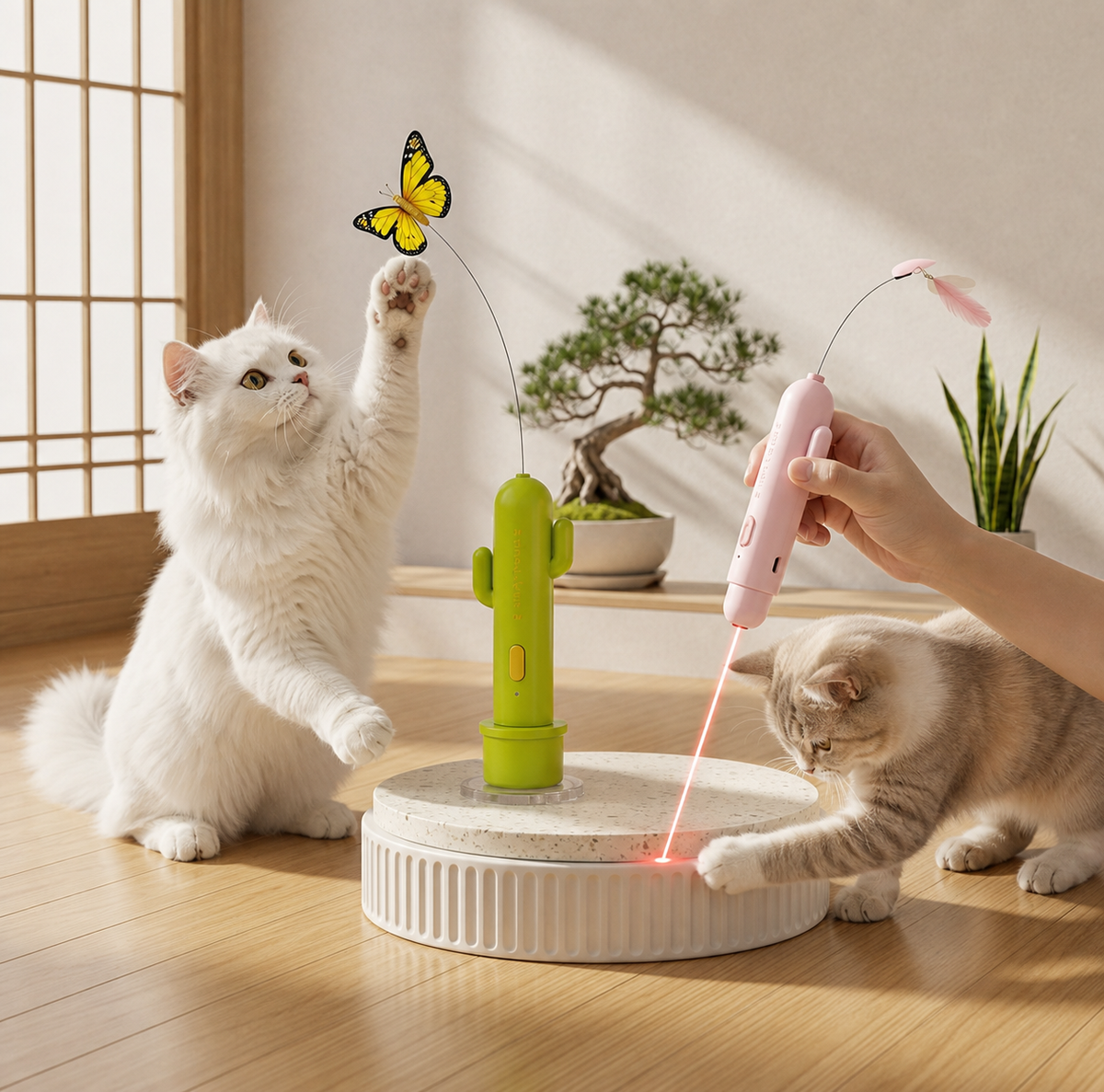 2-in-1 automatic butterfly and laser cat toy
