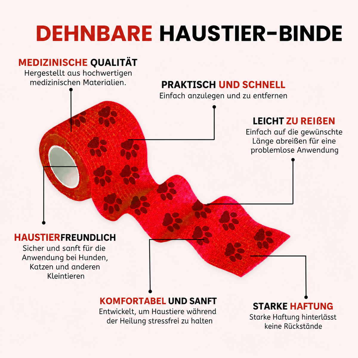 Self-adhesive paw bandage protecting sensitive paws