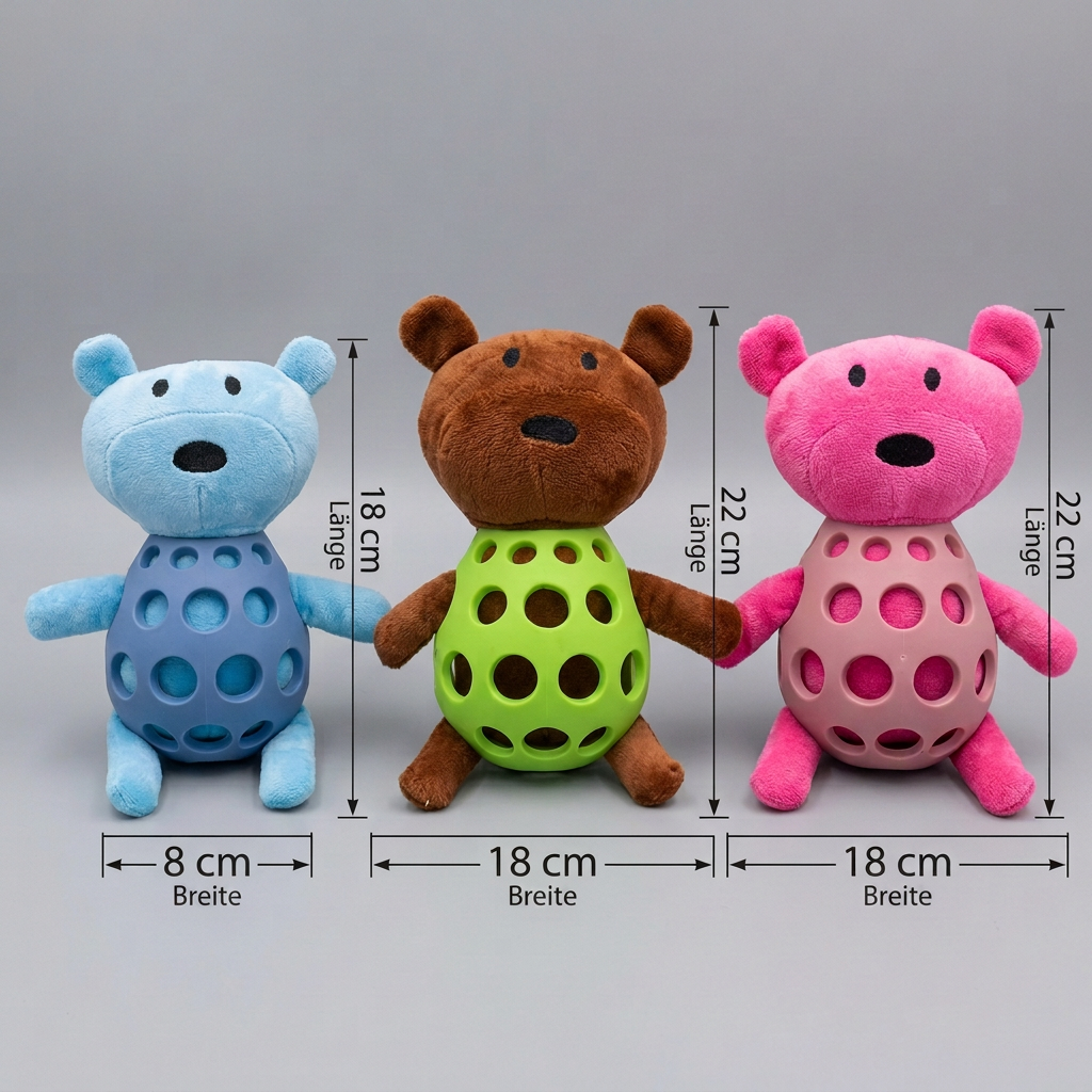2-in-1 Bear Dog Toy – Squeaky Plush &amp; Dental Chew Ball