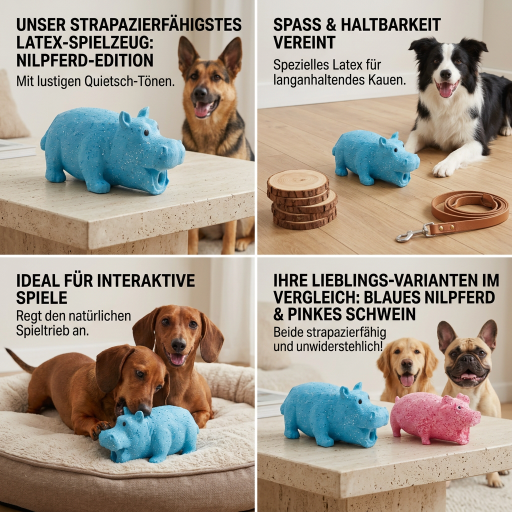 Durable latex dog chew toy with cute animal designs