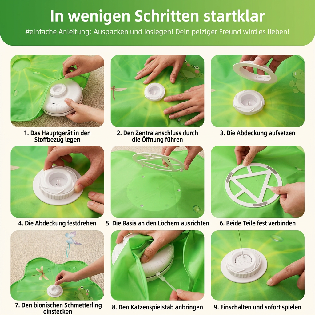 Interactive butterfly cat play mat in green