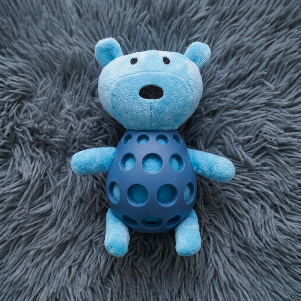 2-in-1 Bear Dog Toy – Squeaky Plush &amp; Dental Chew Ball