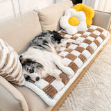 CosyGuard chenille pet blanket draped over a sofa