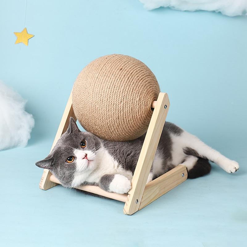 Cat playing with the ScratchFun Wonderland spinning ball