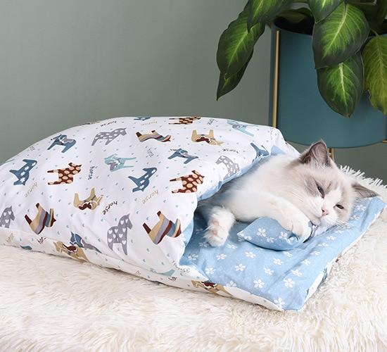 CuddleBag cat sleeping bag pink cat design