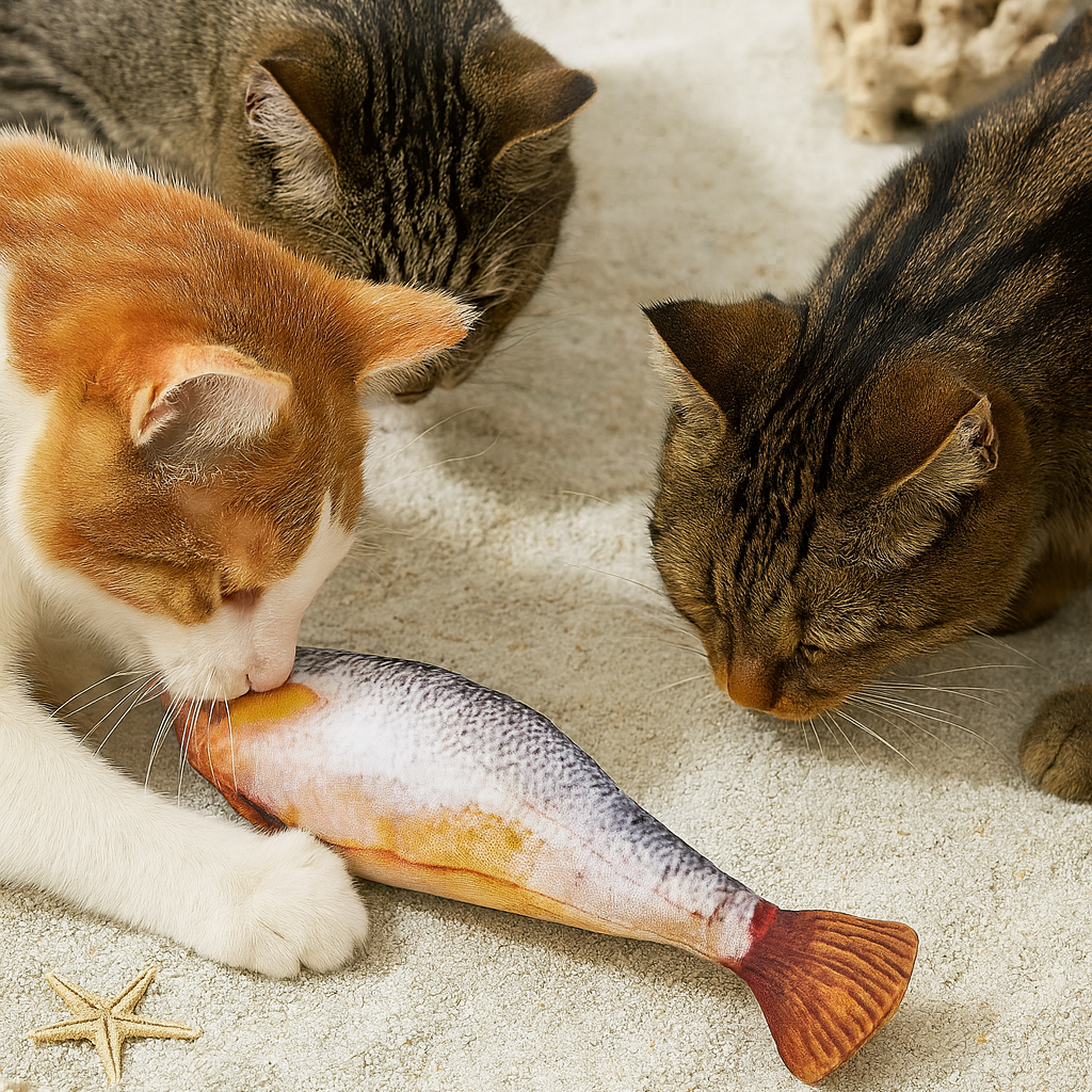 Interactive wiggling fish cat toy