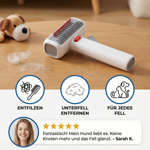 2-in-1 grooming and dematting brush for dogs and cats