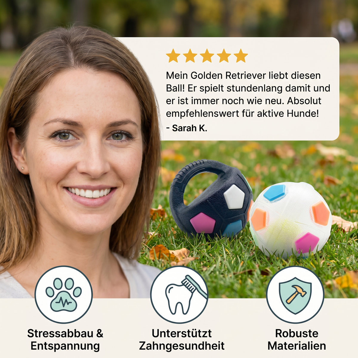 Sturdy stress-relief play ball for dogs