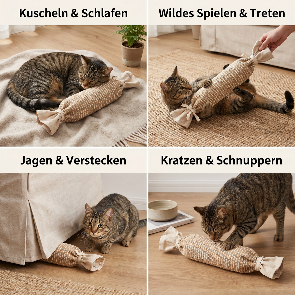 Durable jute interactive cat play pouch