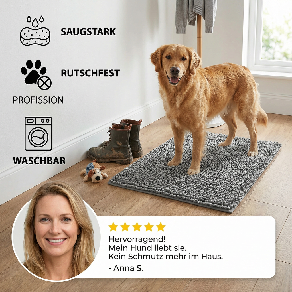 Dirt-trapping mat for dogs, absorbent and non-slip