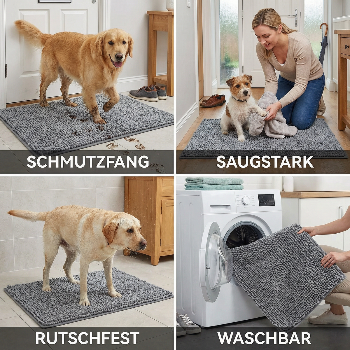 Dirt-trapping mat for dogs, absorbent and non-slip