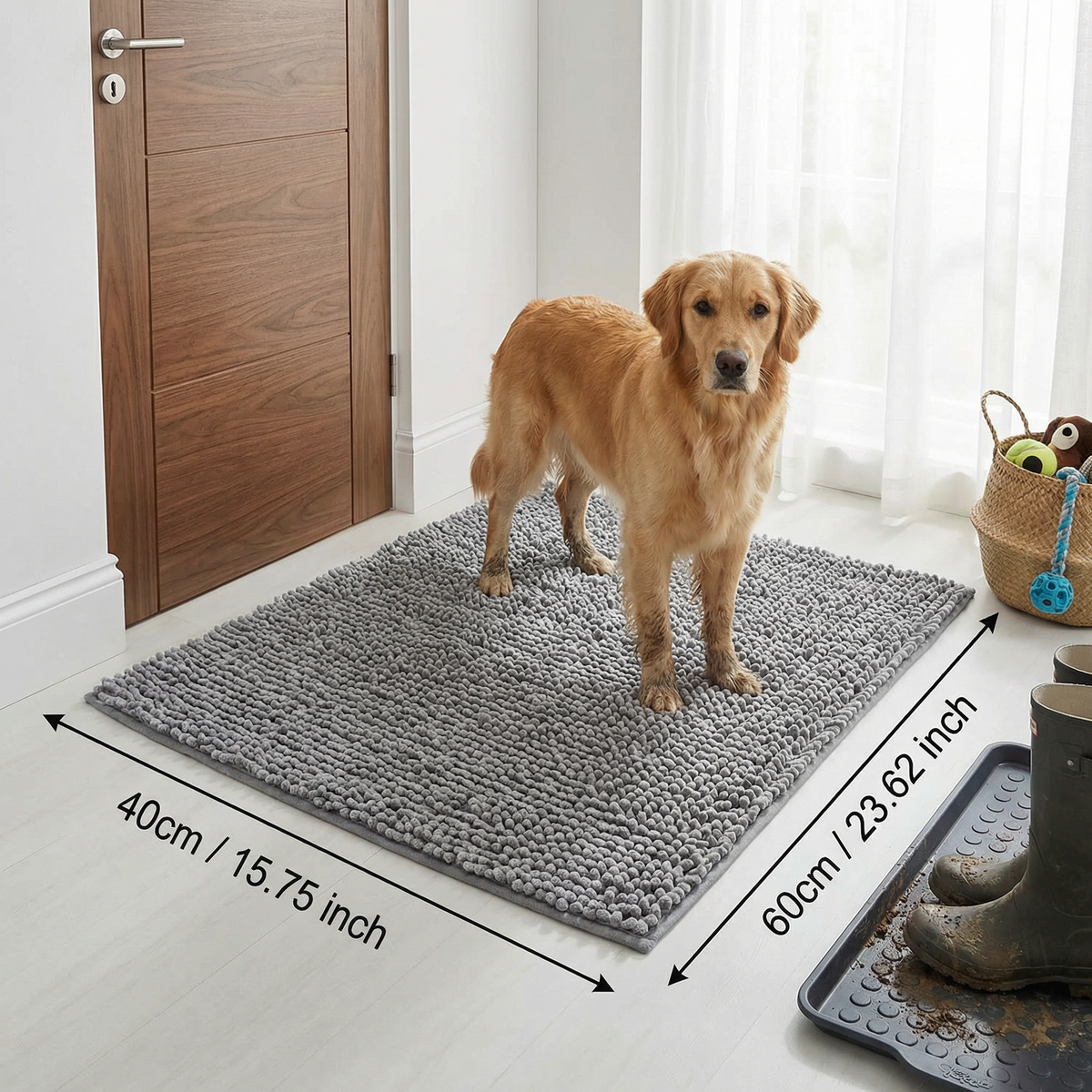 Dirt-trapping mat for dogs, absorbent and non-slip