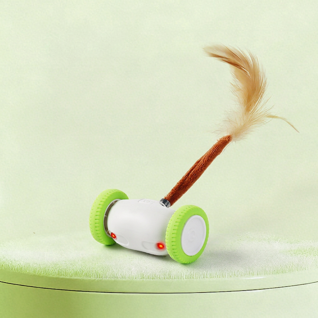 Self-moving feather toy for cats
